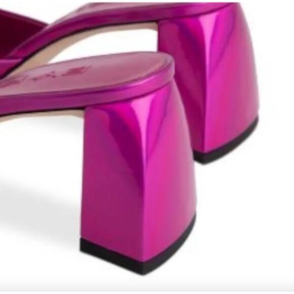 NWT BY FAR Romy Laq Square Fuschia Iridescent LAC Mules Sandals Women's 39/8.5 - Picture 13 of 13